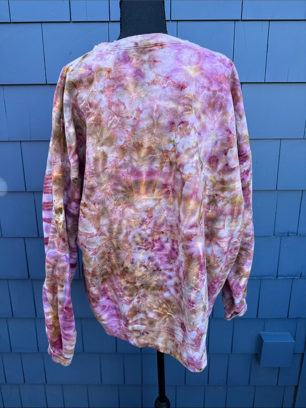 Tie-Dye Pullover Sweatshirt in Pink, Brown & Cream XL cotton - Picture 5 of 6
